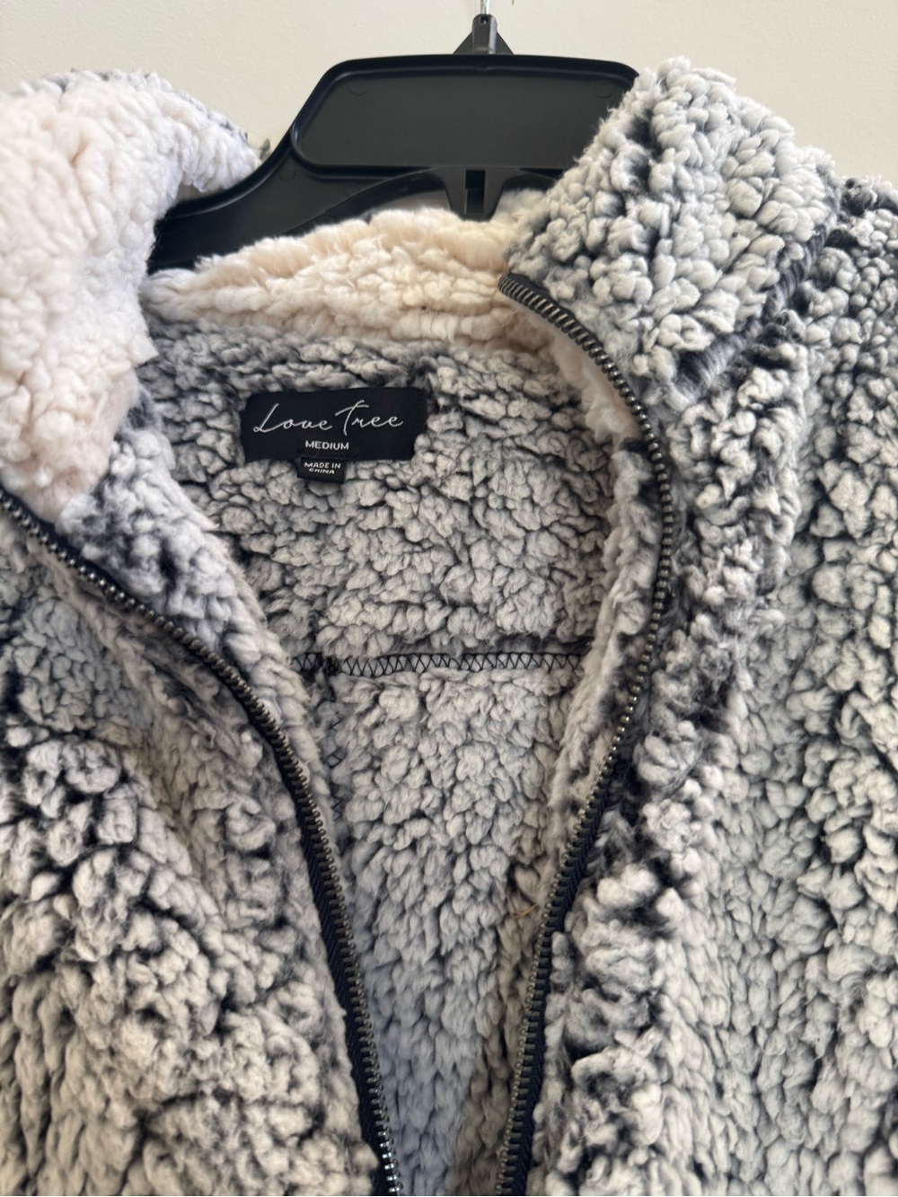 Love Tree Plush Gray Sherpa Zip Jacket